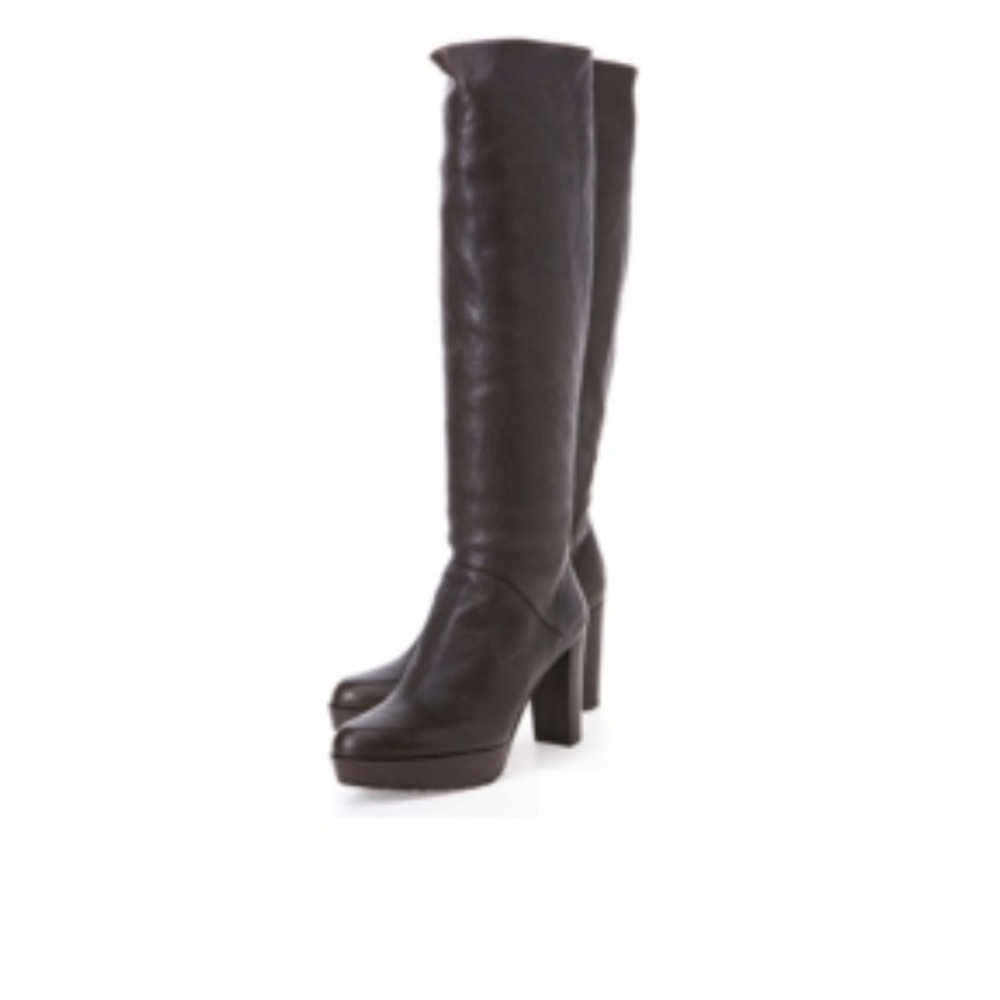 Stuart Weitzman Black Nappa Leather Knee Boots